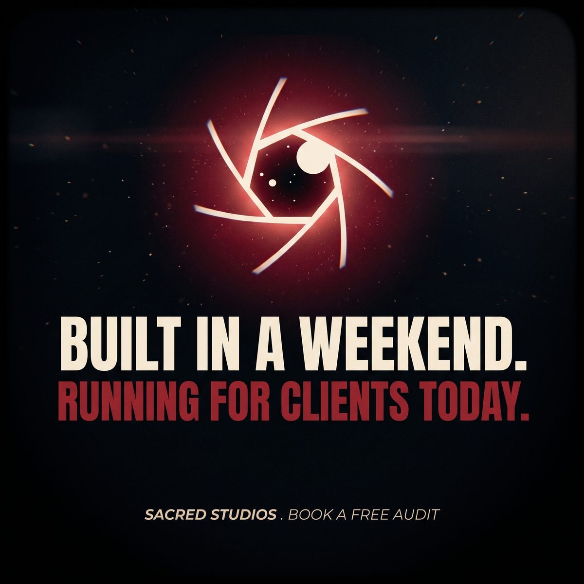 A Sacred Studios AI system shipping over a weekend — the build that becomes the proof.